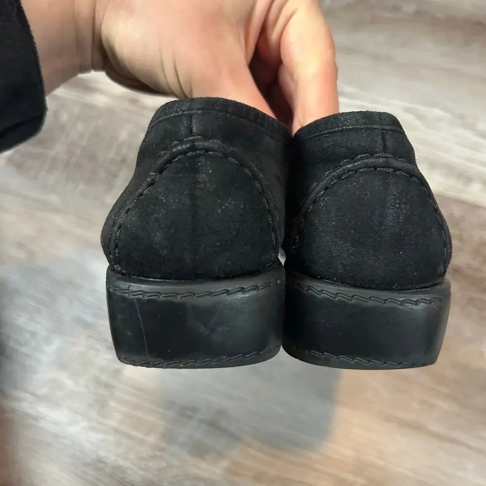 Stuart Weitzman Black Suede Buckle Loafers Size 8M